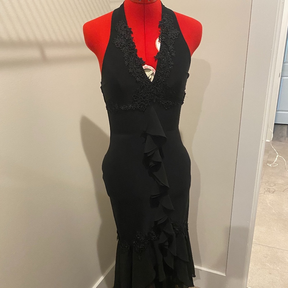Black Halter Knee length dress